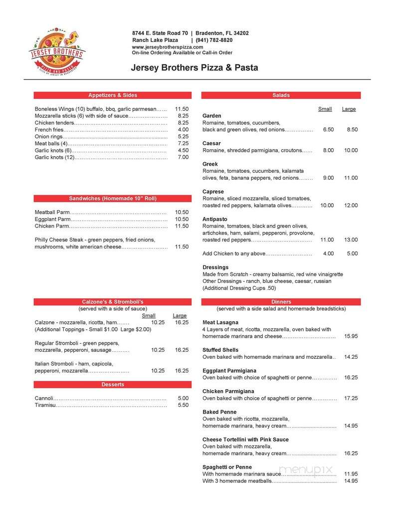 Jersey Brothers Pizza & Pasta - Bradenton, FL