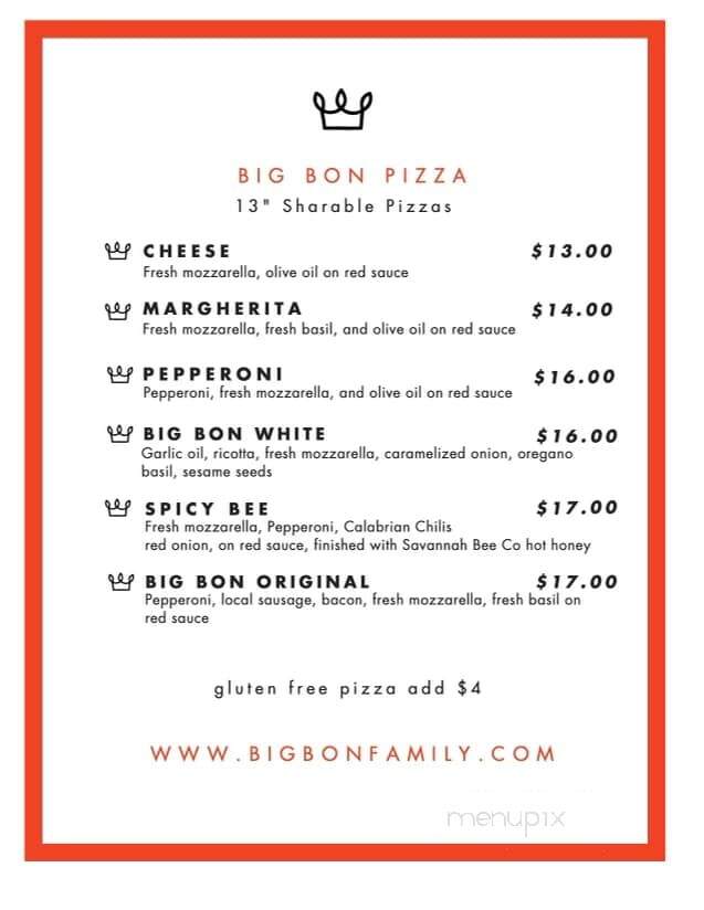 Big Bon Bodega - Savannah, GA menu_pic