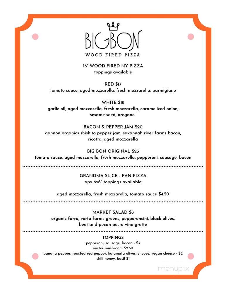 Big Bon Bodega - Savannah, GA menu_pic