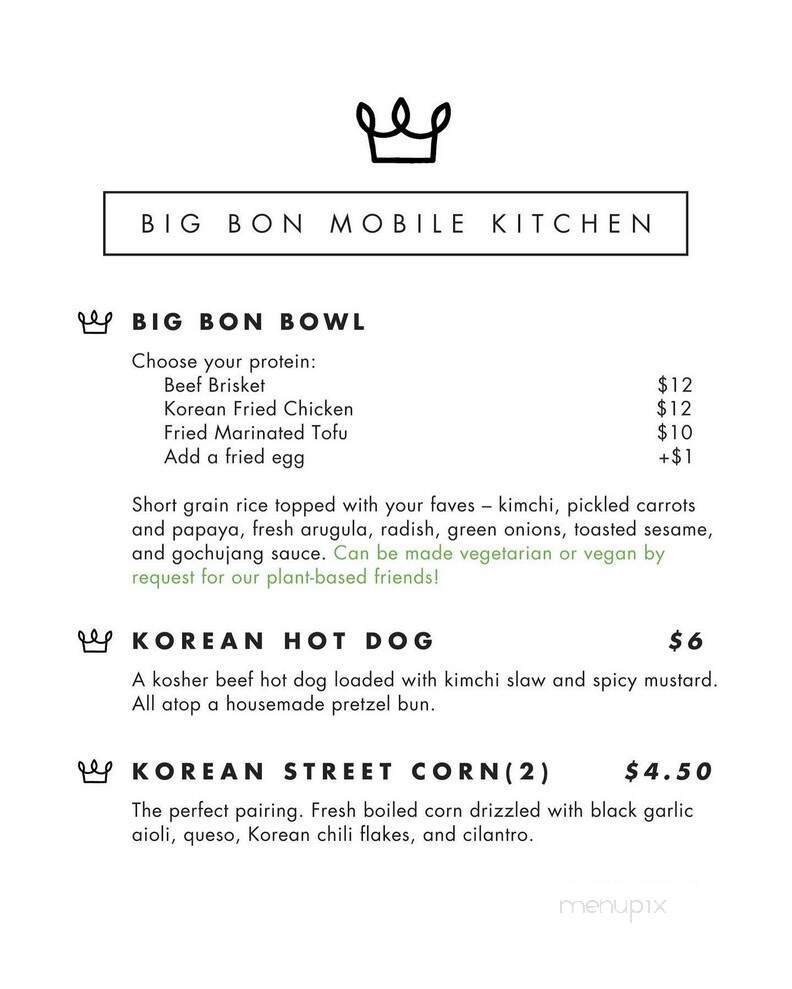 Big Bon Bodega - Savannah, GA menu_pic