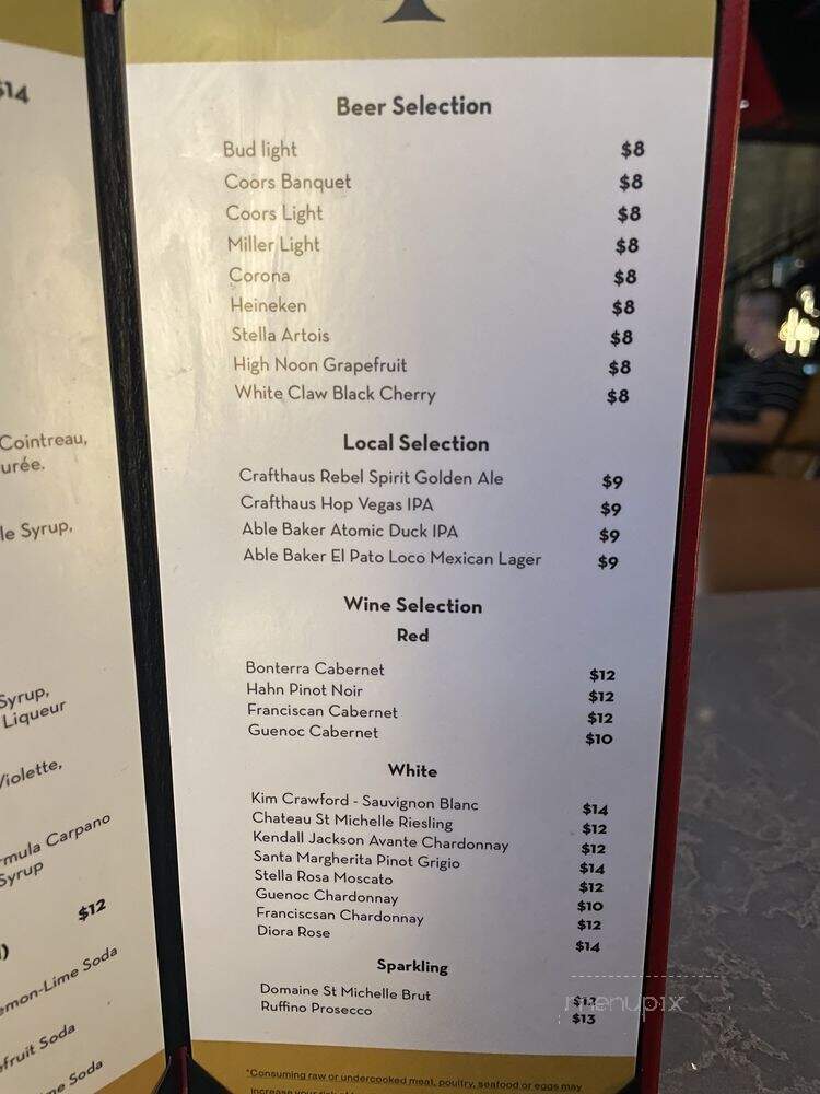 Jimmy Kimmel's Comedy Club - Las Vegas, NV menu_pic