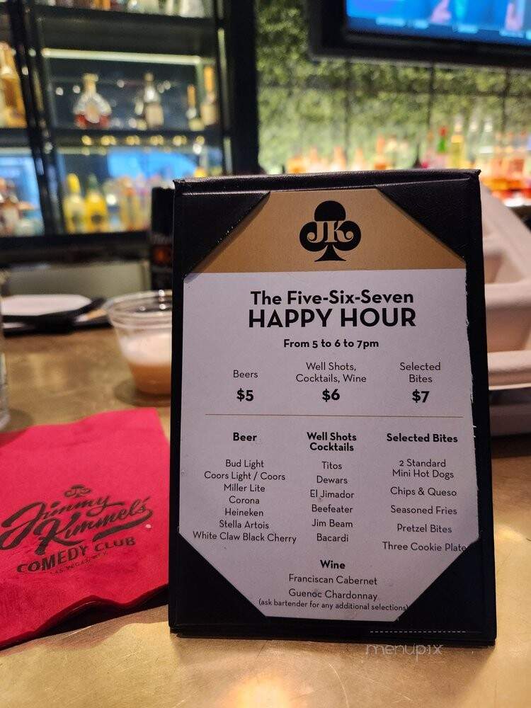 Jimmy Kimmel's Comedy Club - Las Vegas, NV menu_pic