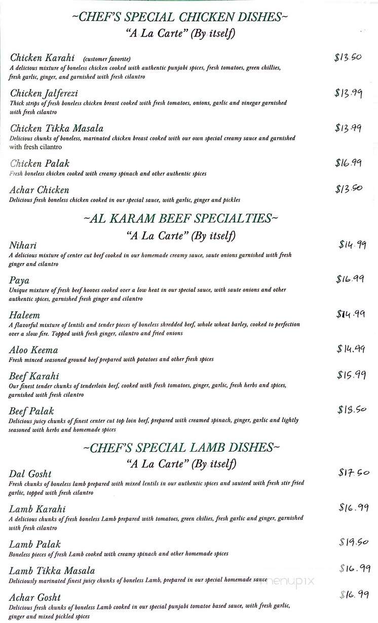 Al Karam Pakistani Cuisine - Riverside, CA menu_pic