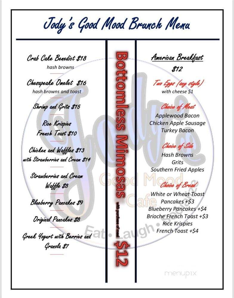Jody's Good Mood Cafe - Beltsville, MD menu_pic