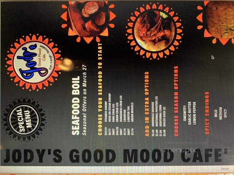 Jody's Good Mood Cafe - Beltsville, MD menu_pic