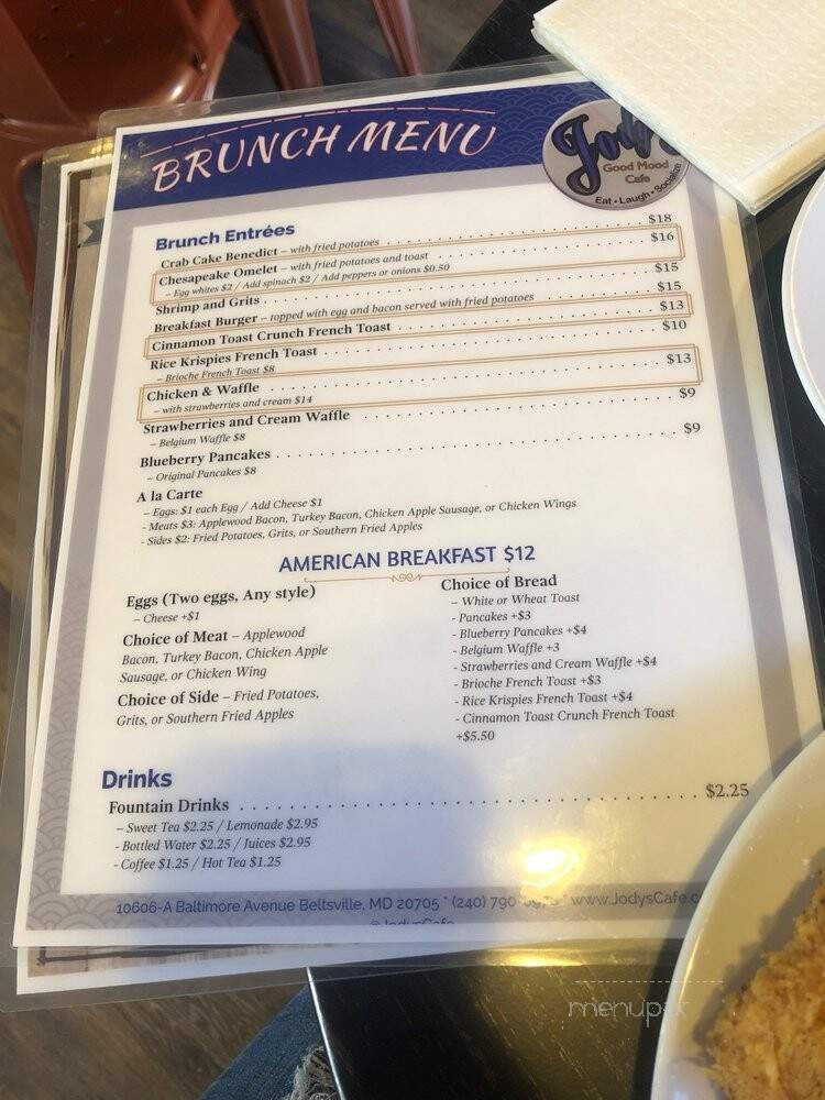 Jody's Good Mood Cafe - Beltsville, MD menu_pic