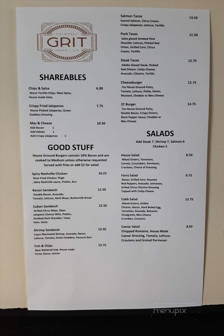 Grit 2C - Caldwell, ID menu_pic