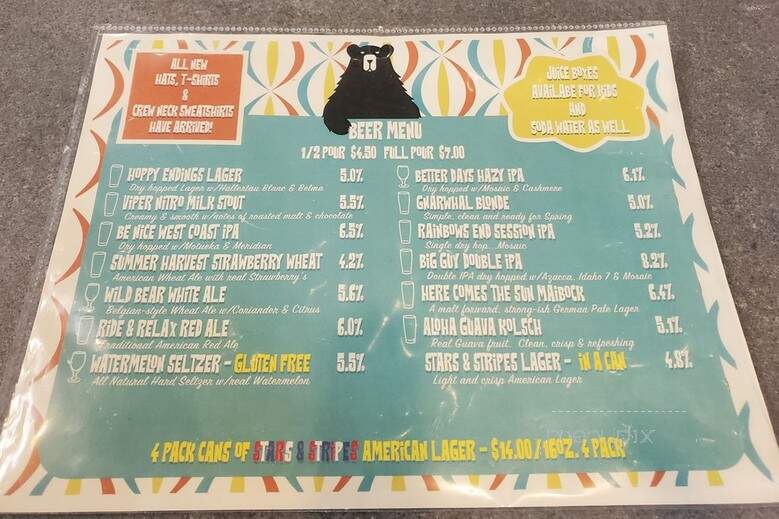 Salty Bear Brewing - Costa Mesa, CA menu_pic