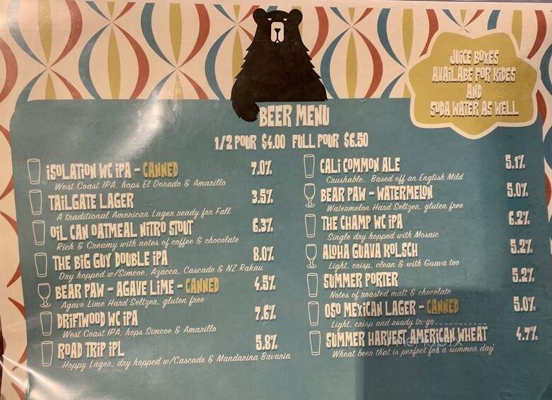 Salty Bear Brewing - Costa Mesa, CA menu_pic
