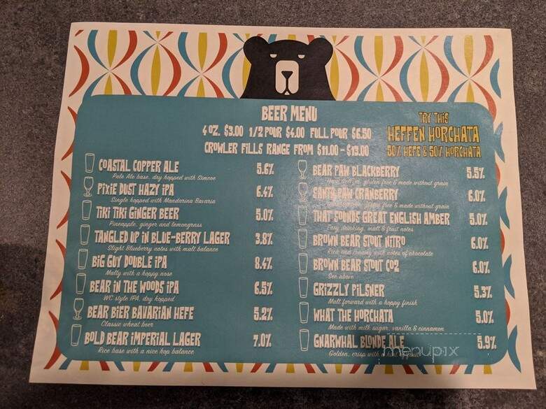 Salty Bear Brewing - Costa Mesa, CA menu_pic