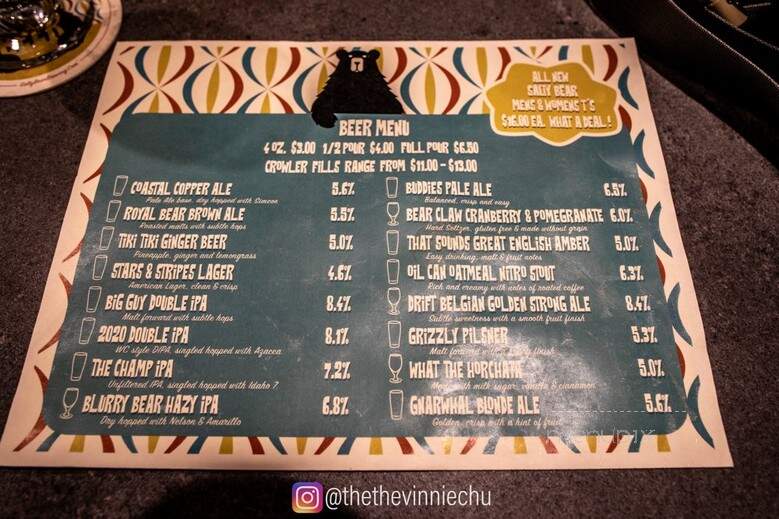 Salty Bear Brewing - Costa Mesa, CA menu_pic