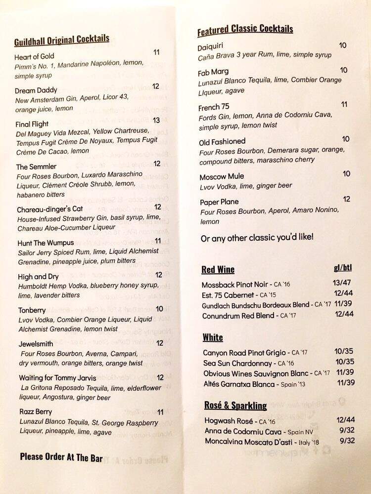 Guildhall - Whittier, CA menu_pic