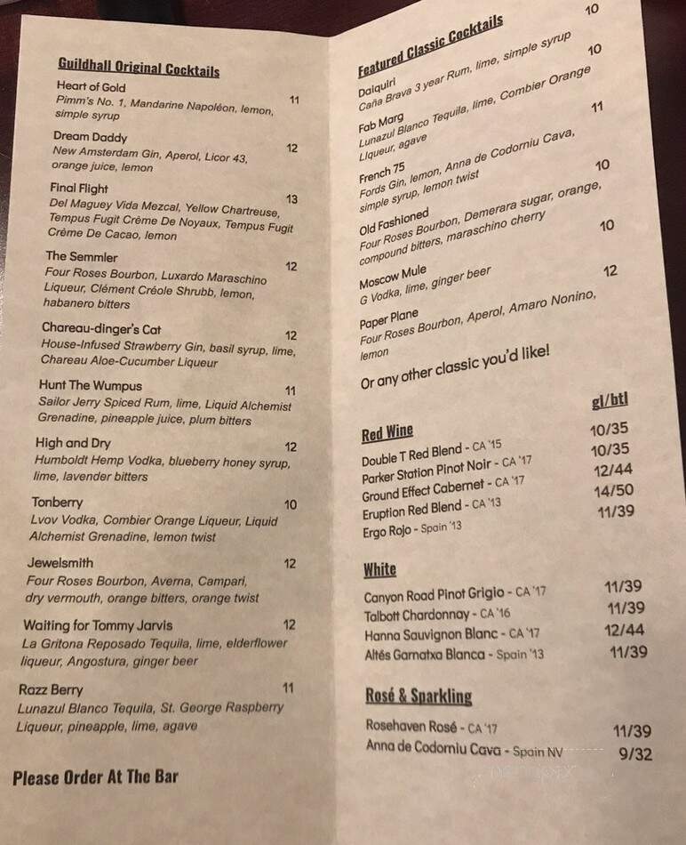 Guildhall - Whittier, CA menu_pic