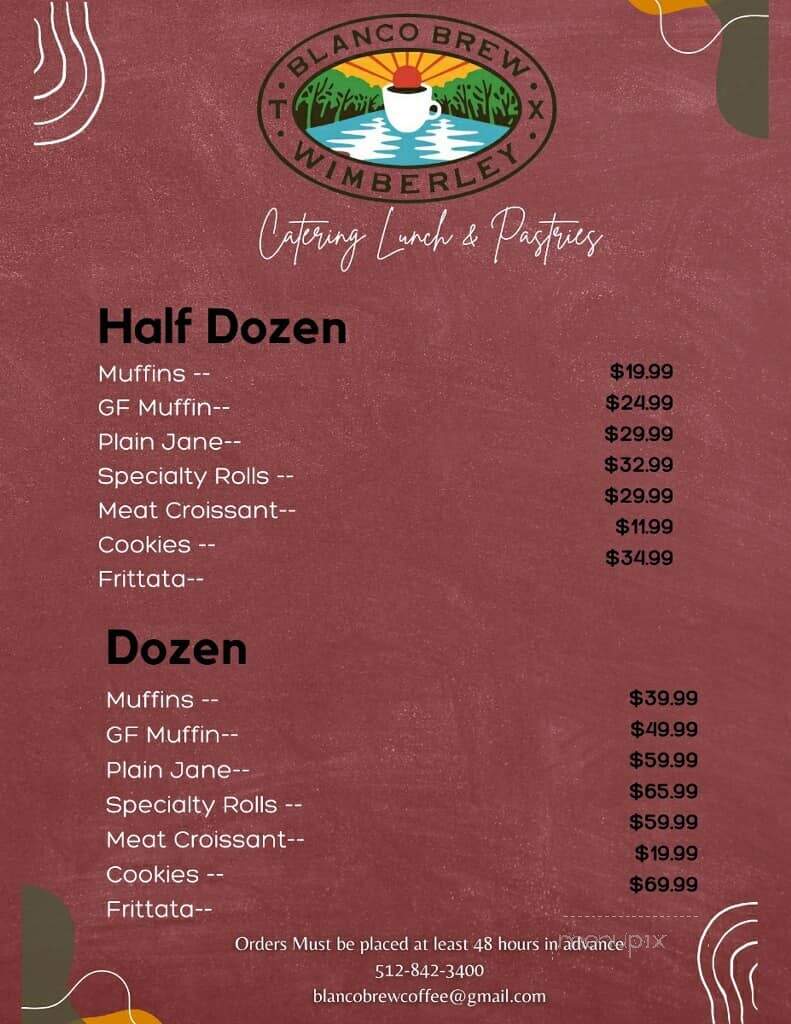 Blanco Brew - Wimberley, TX menu_pic