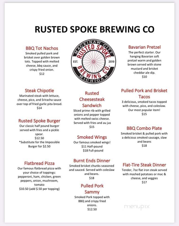 Rusted Spoke Brewing - Mackinaw City, MI menu_pic