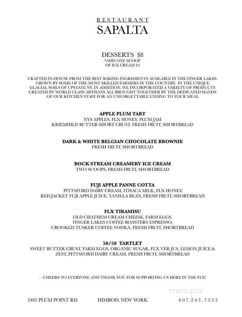 Sapalta - Himrod, NY menu_pic