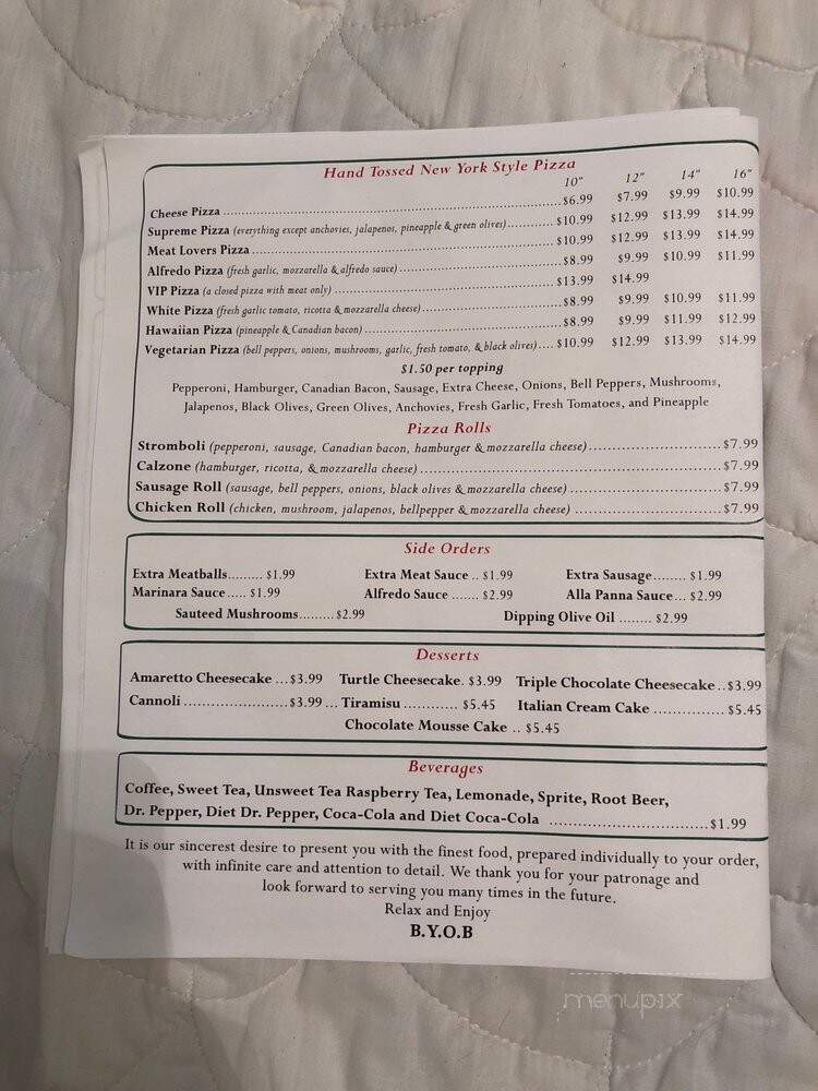 Bella Italian Cafe - Tyler, TX menu_pic
