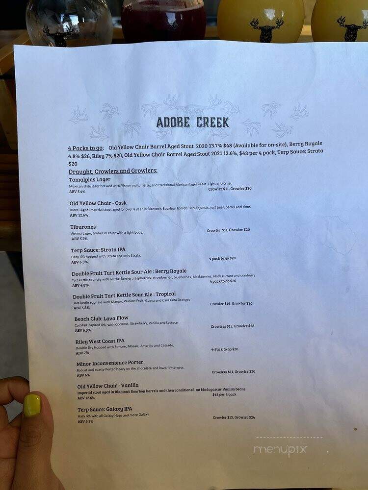 Adobe Creek Brewing - Novato, CA menu_pic