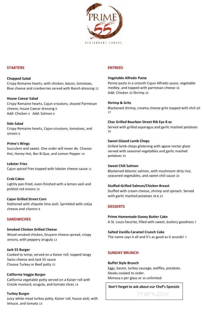 Prime 55 Restaurant & Lounge - St. Louis, MO menu_pic