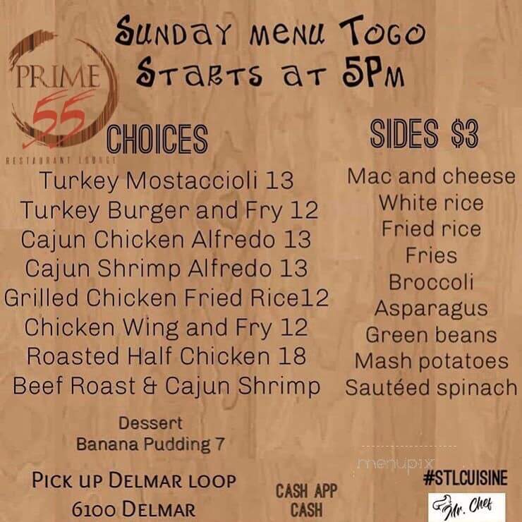 Prime 55 Restaurant & Lounge - St. Louis, MO menu_pic