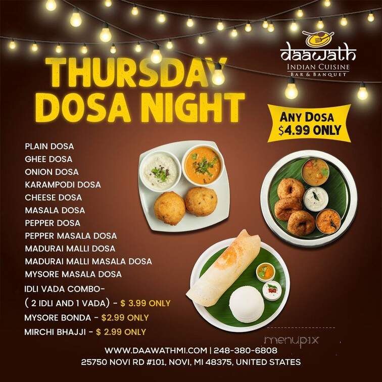 Daawath Indian Cuisine - Novi, MI menu_pic