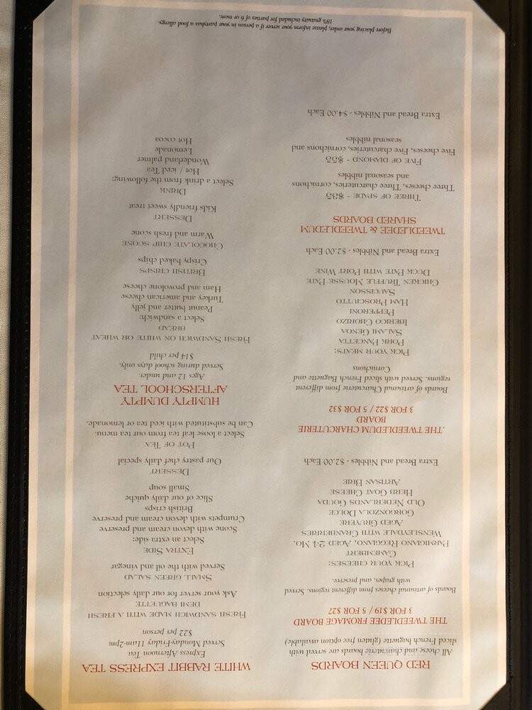 Alice Tea Room - Foxborough, MA menu_pic