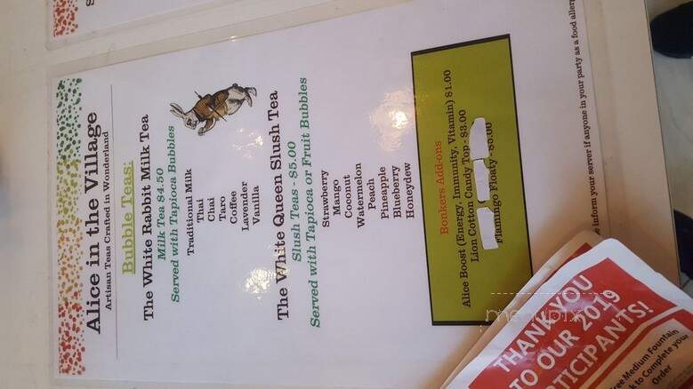 Alice Tea Room - Foxborough, MA menu_pic