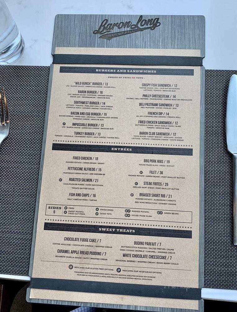 Baron Long Bar & Grill - Alpine, CA menu_pic