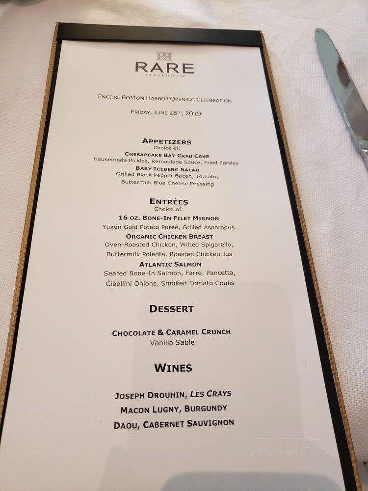 Rare Steakhouse - Everett, MA menu_pic
