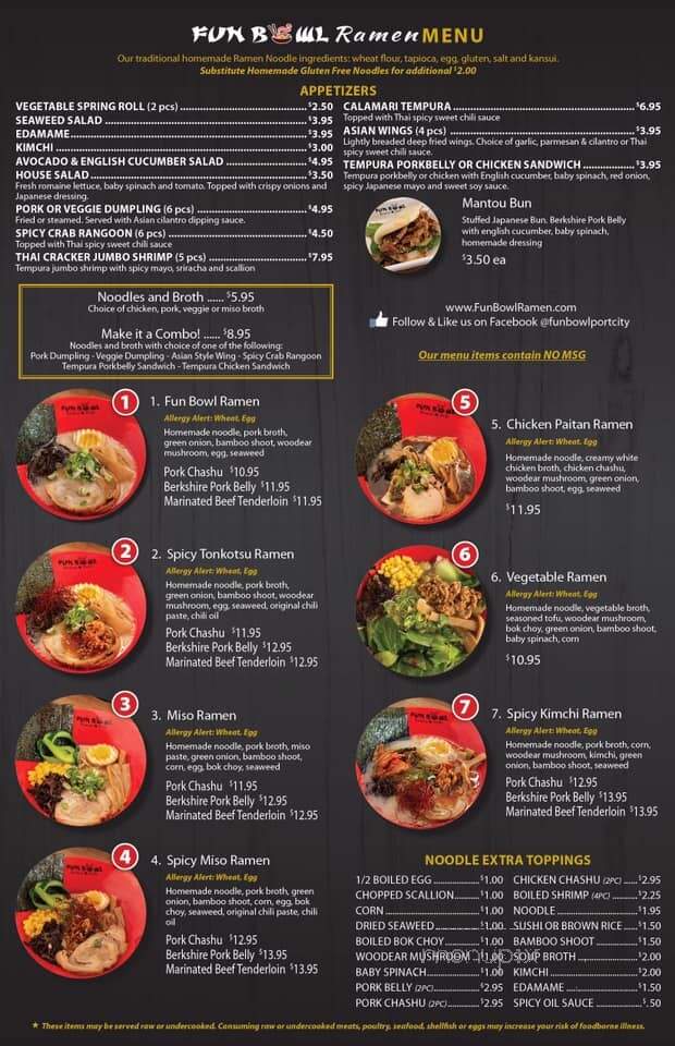 Fun Bowl - Wilmington, NC menu_pic