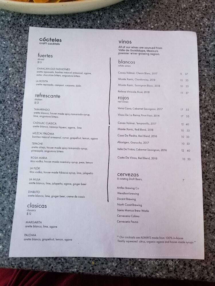 Tamarindo - San Clemente, CA menu_pic