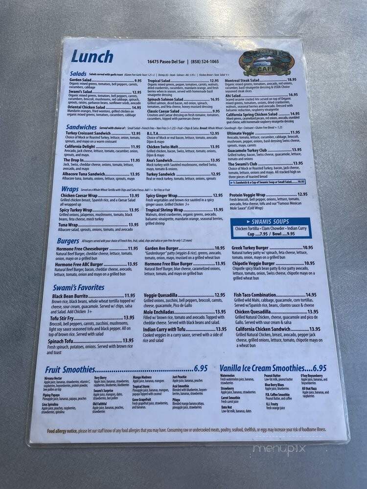 Swami's Cafe Del Sur - San Diego, CA menu_pic