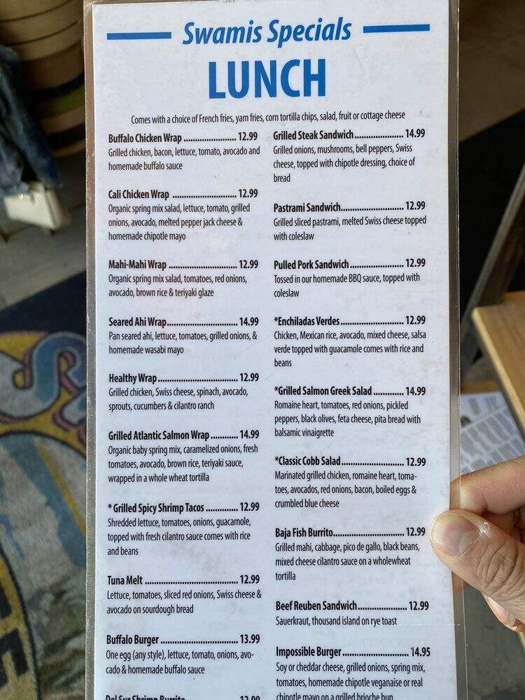 Swami's Cafe Del Sur - San Diego, CA menu_pic