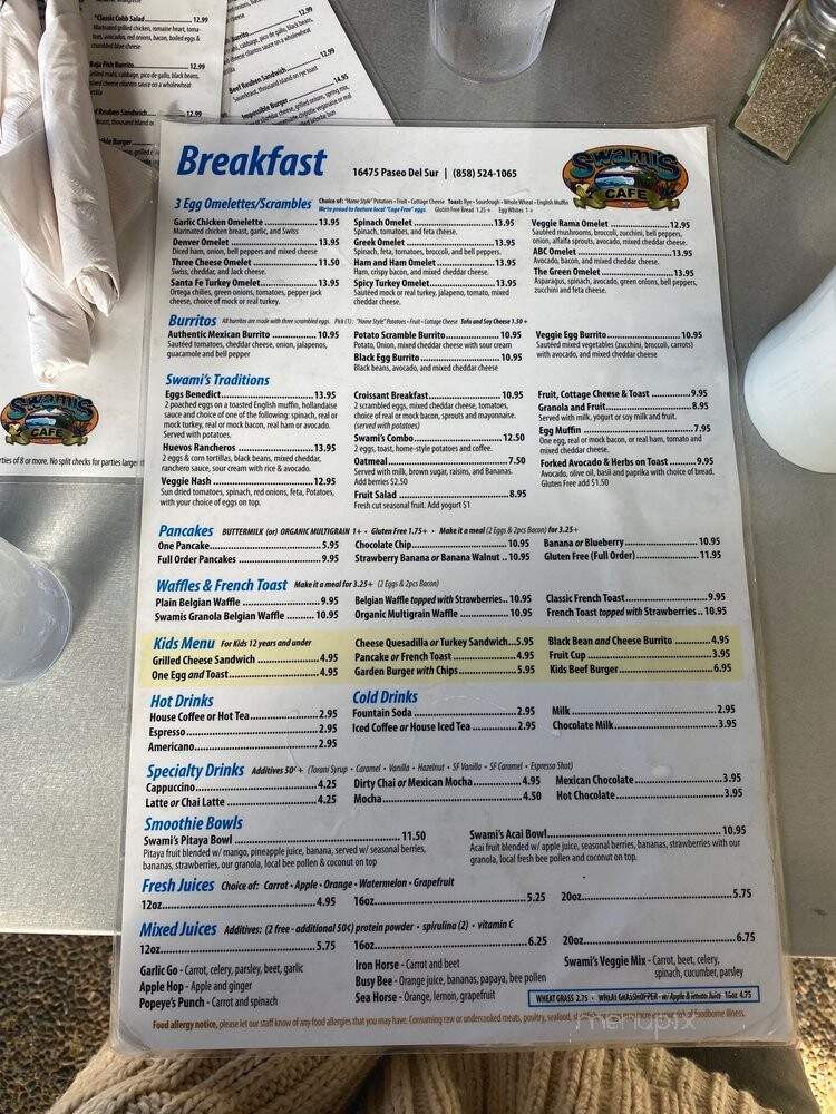 Swami's Cafe Del Sur - San Diego, CA menu_pic