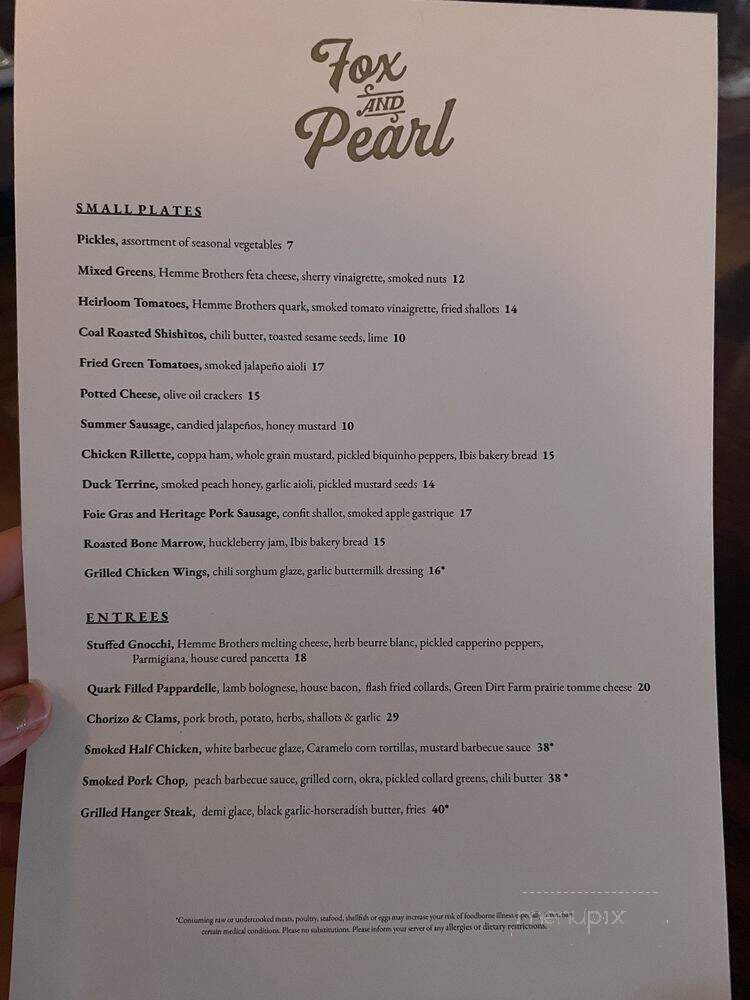 Fox and Pearl - Kansas City, MO menu_pic