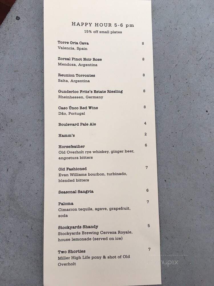 Fox and Pearl - Kansas City, MO menu_pic