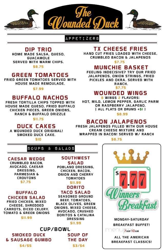 The Wounded Duck - Hurst, TX menu_pic