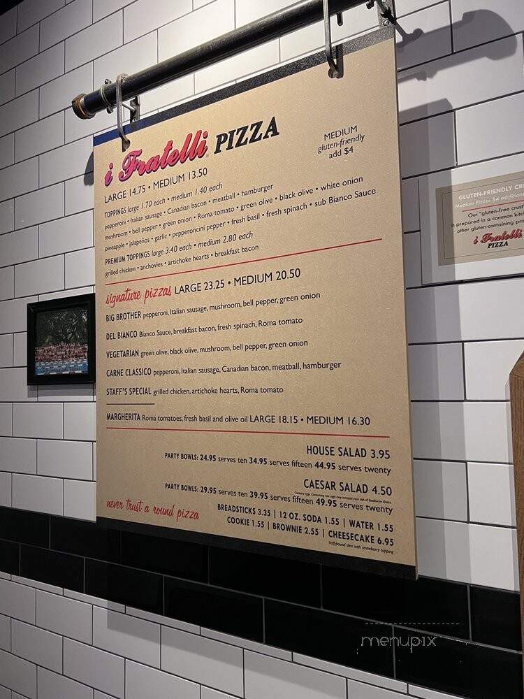 I Fratelli Pizza - Houston, TX menu_pic