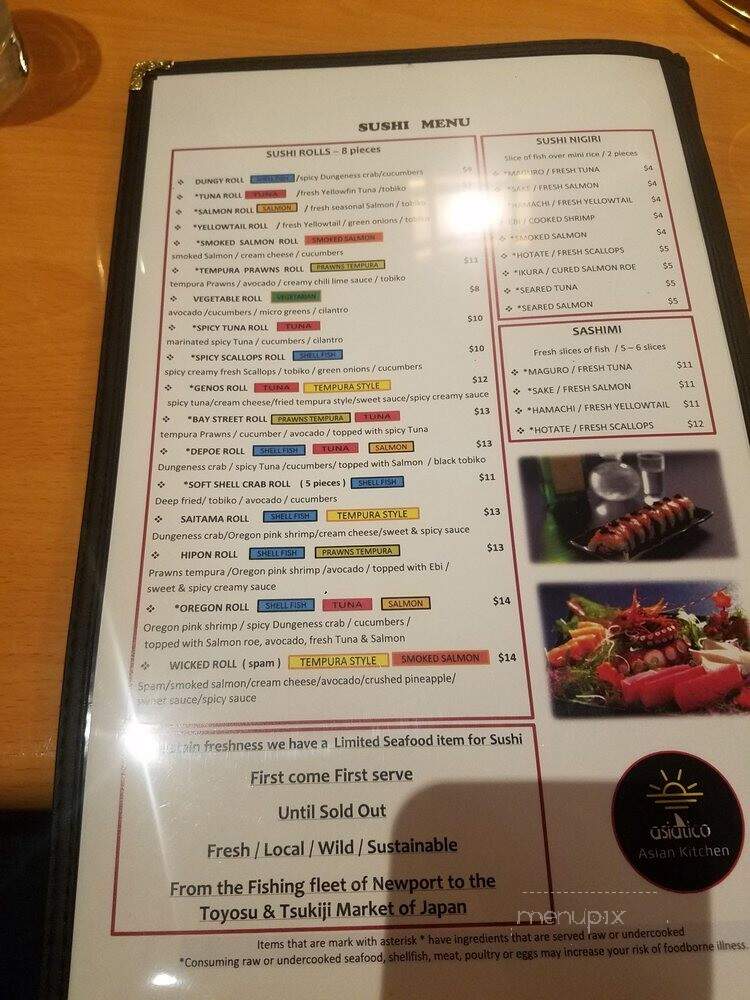 Asiatico Asian Kitchen - Depoe Bay, OR menu_pic
