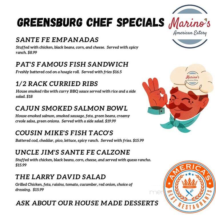 Marino's American Eatery - Greensburg, PA menu_pic