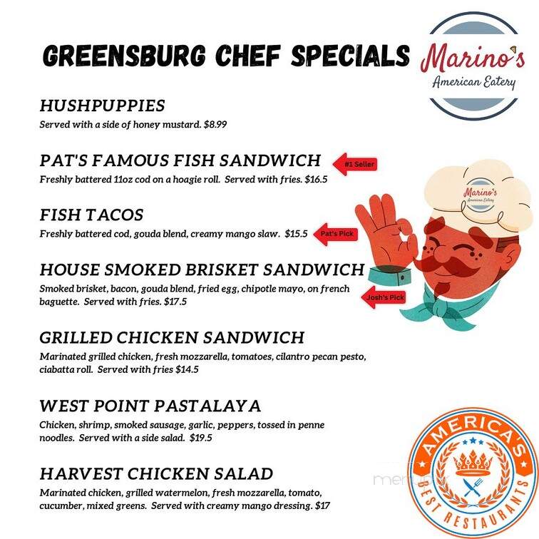 Marino's American Eatery - Greensburg, PA menu_pic