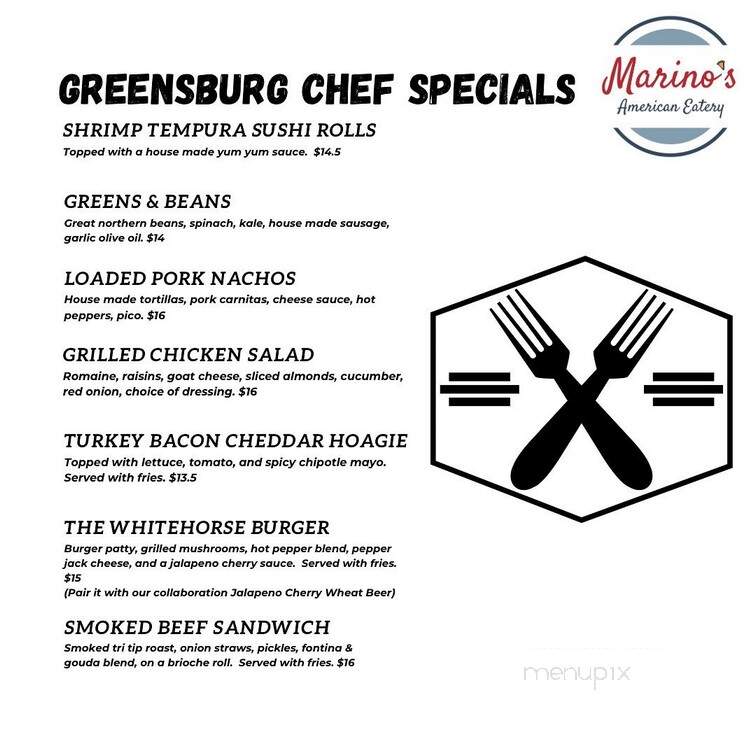 Marino's American Eatery - Greensburg, PA menu_pic