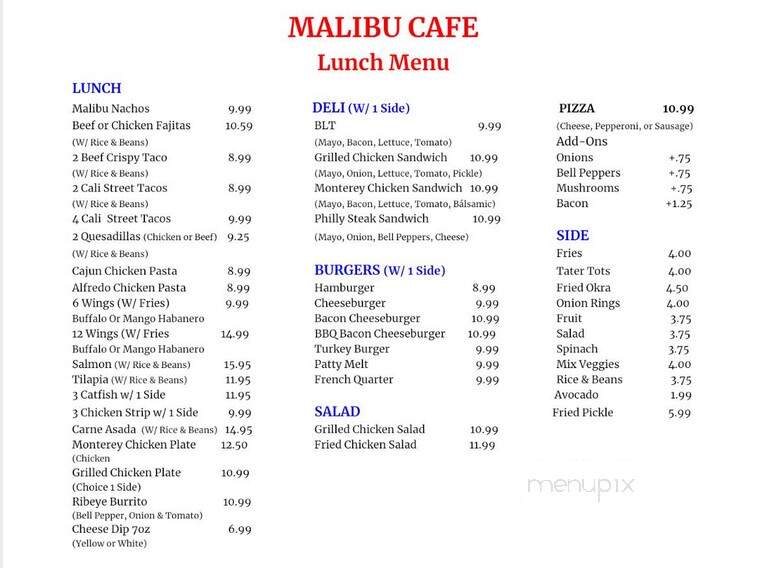 Malibu Cafe - Little Rock, AR menu_pic