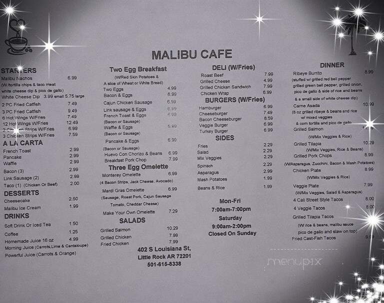 Malibu Cafe - Little Rock, AR menu_pic