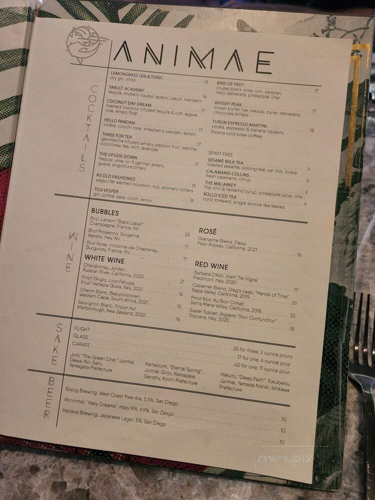 Animae - San Diego, CA menu_pic