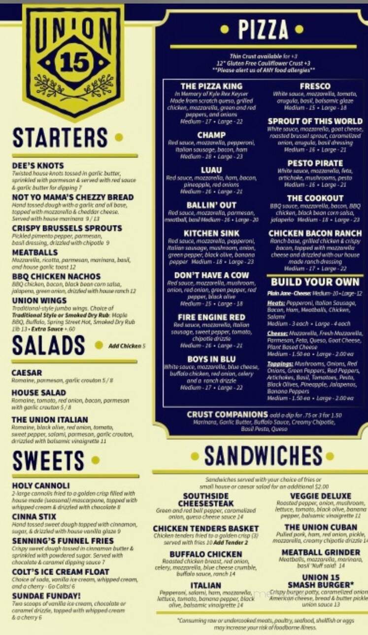 Union 15 - Louisville, KY menu_pic