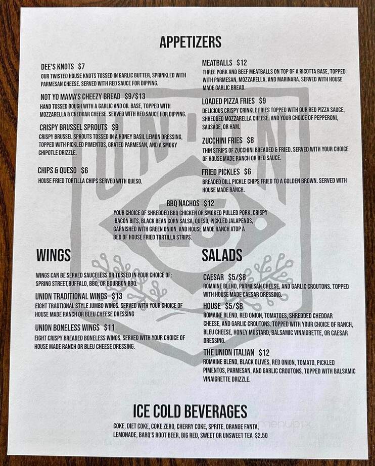 Union 15 - Louisville, KY menu_pic