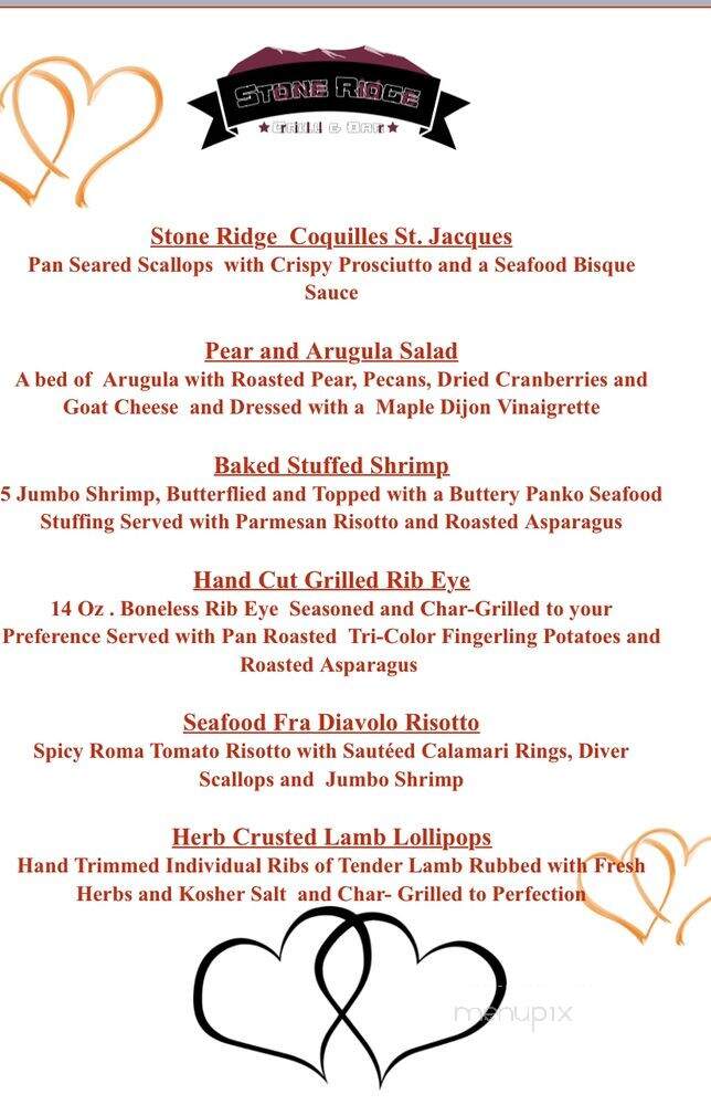 Stone Ridge Grill & Bar - Plainville, MA menu_pic