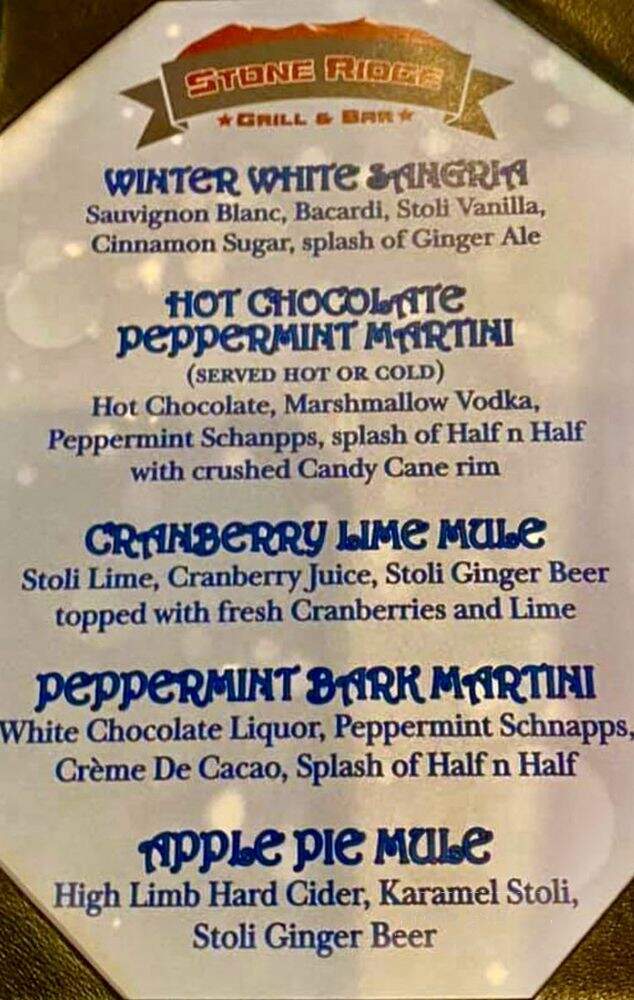 Stone Ridge Grill & Bar - Plainville, MA menu_pic