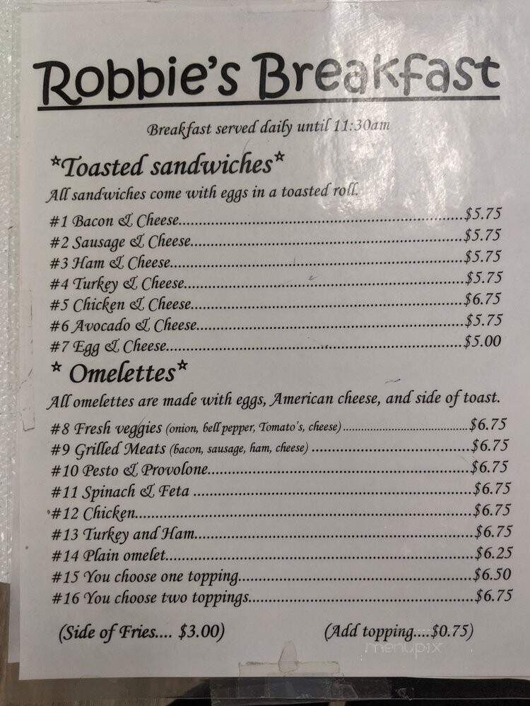 Robbie's Sandwiches - Capitola, CA menu_pic